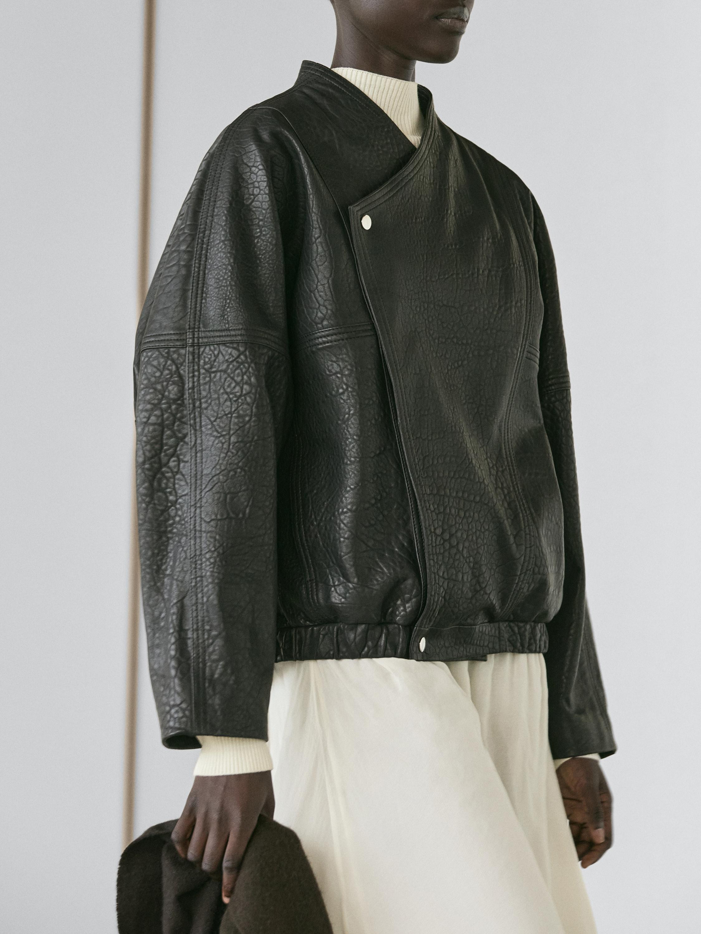 Leather bomber jacket | Massimo Dutti US
