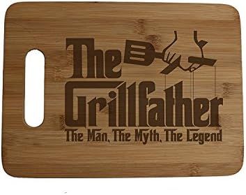 Grillfather Grill Father Engraved Bamboo Wood Cutting Board with Handle Funny Godfather Movie Gift f | Amazon (US)