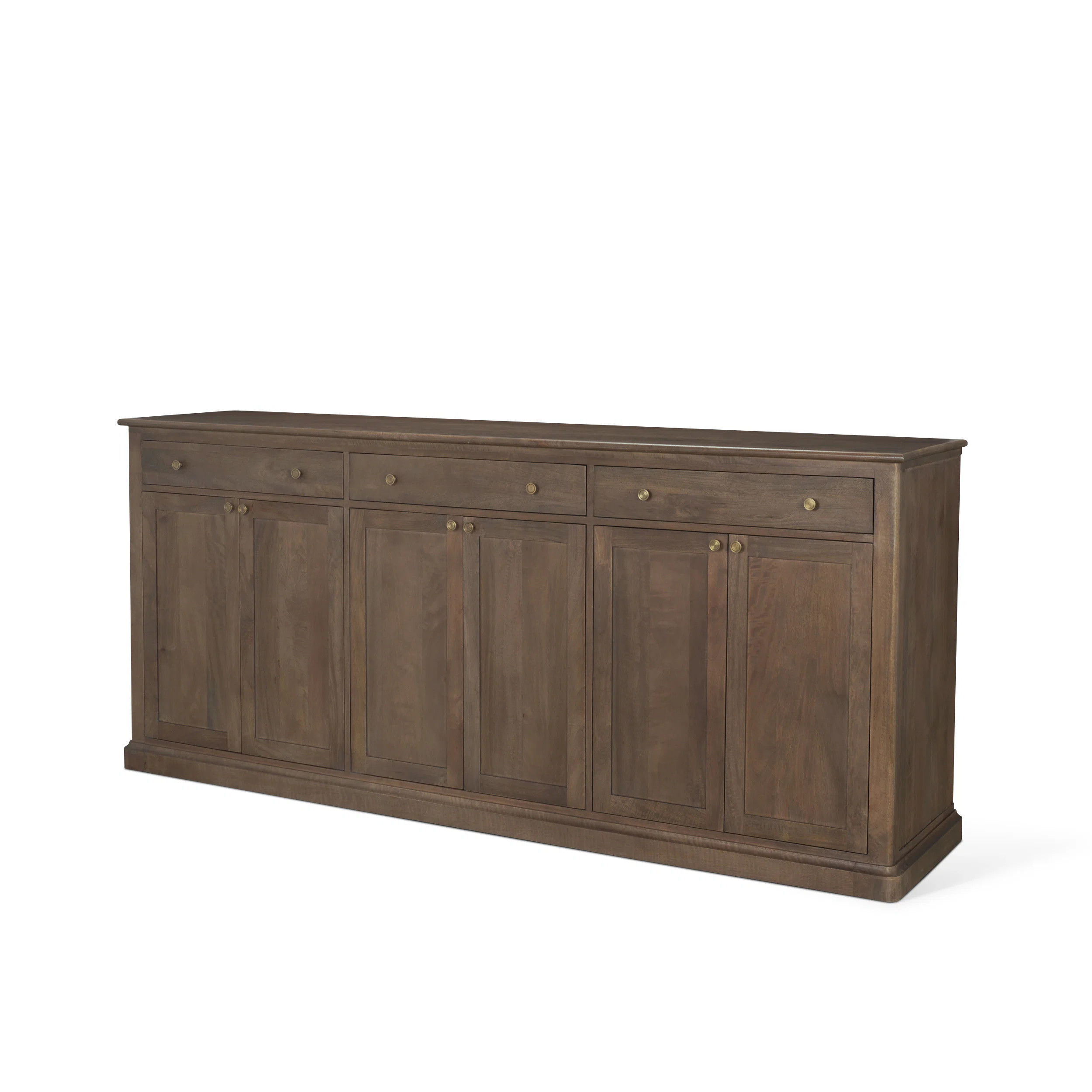 Braxton Solid Mango Wood Sideboard with Antiqued Brass Hardware and Cable Management | Wayfair North America