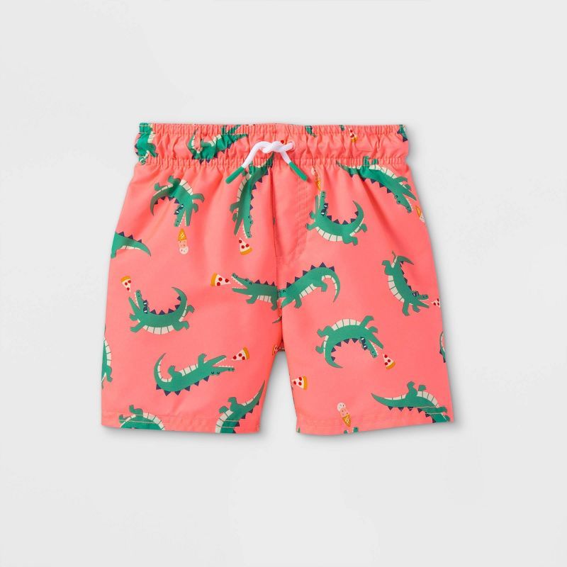 Toddler Boys' Alligator Print Swim Trunks - Cat & Jack™ Coral Pink | Target