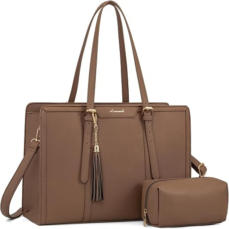 LOVEVOOK Laptop Tote for Women - 15.6 inch Lightweight PU Laptop Bag, Large Capacity Computer Bag... | Amazon (US)