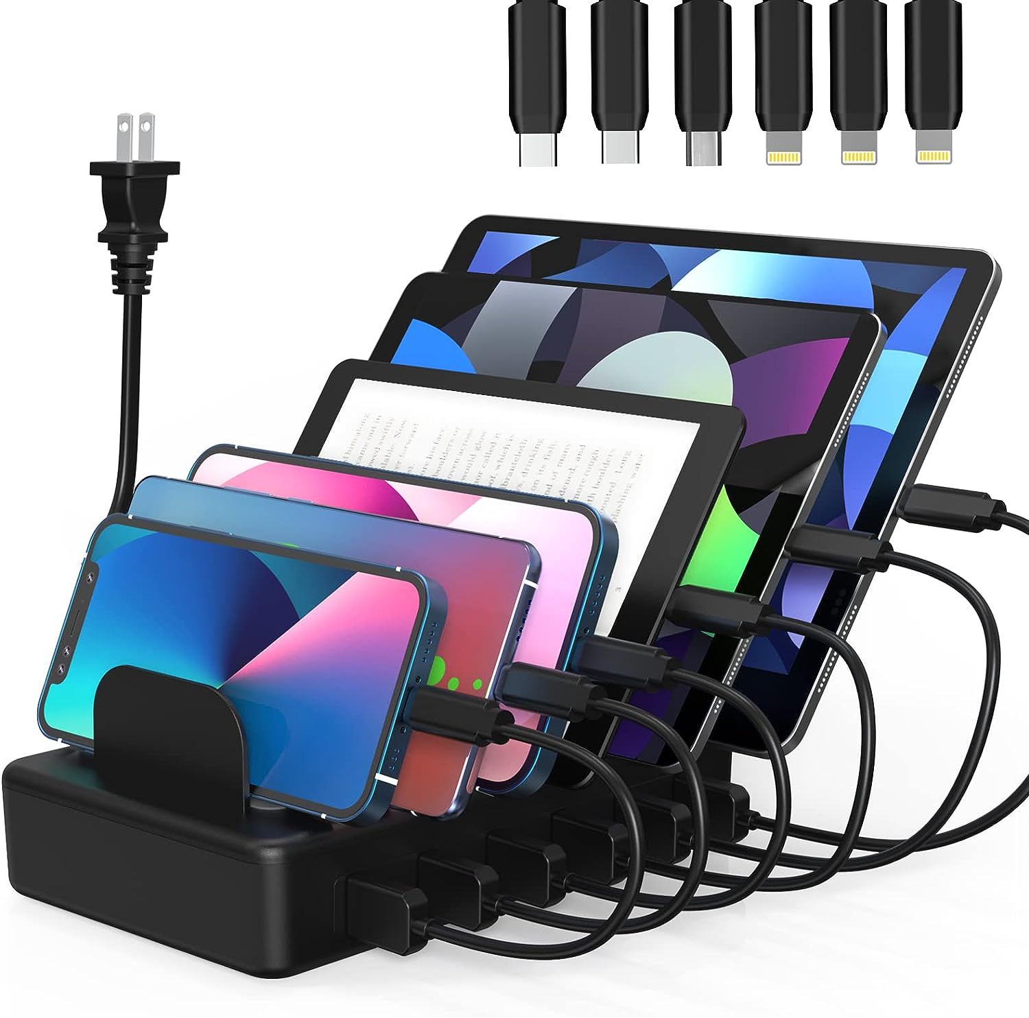 Charging Station for Multiple Devices, ZXSWONLY 50W 6 Ports Cell Phone Charging Station for Apple... | Amazon (US)
