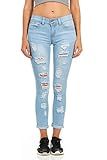 cover girl Plus Size Skinny Ripped Jeans for Women Distressed, Baby Blue, 19 Junior | Amazon (US)