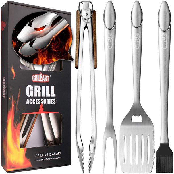 GRILLART Heavy Duty BBQ Grill Tools Set,Best Grilling Gifts for Men - Walmart.com | Walmart (US)