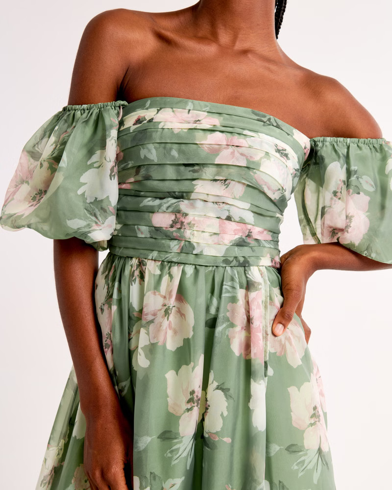 Women's Emerson Off-The-Shoulder Drama Maxi Dress | Women's 20% Off Select Styles | Abercrombie.c... | Abercrombie & Fitch (US)