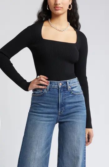 Luxe Sculpt Square Neck Rib Sweater | Nordstrom