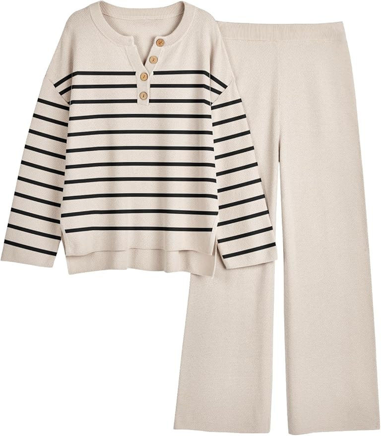 LILLUSORY Women's 2 Piece Lounge Sets Oversized Slouchy Matching Cozy Knit Sets | Amazon (US)