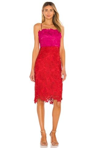 MILLY Floral Lace Dress in Razzmatazz & Poppy from Revolve.com | Revolve Clothing (Global)