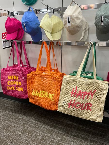 These beach bags and beach accessories are so fun!! Love the colors of the totes and hats // beach bag, beach tote, beach accessories, beach day outfit, beach outfit, summer bag, summer tote

#LTKSeasonal #LTKsalealert #LTKfindsunder50