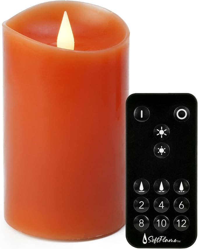 Christmas Decor Flameless LED Candles with Remote Control, 3"x 5"Battery Operated Pillar Real Wax... | Amazon (US)