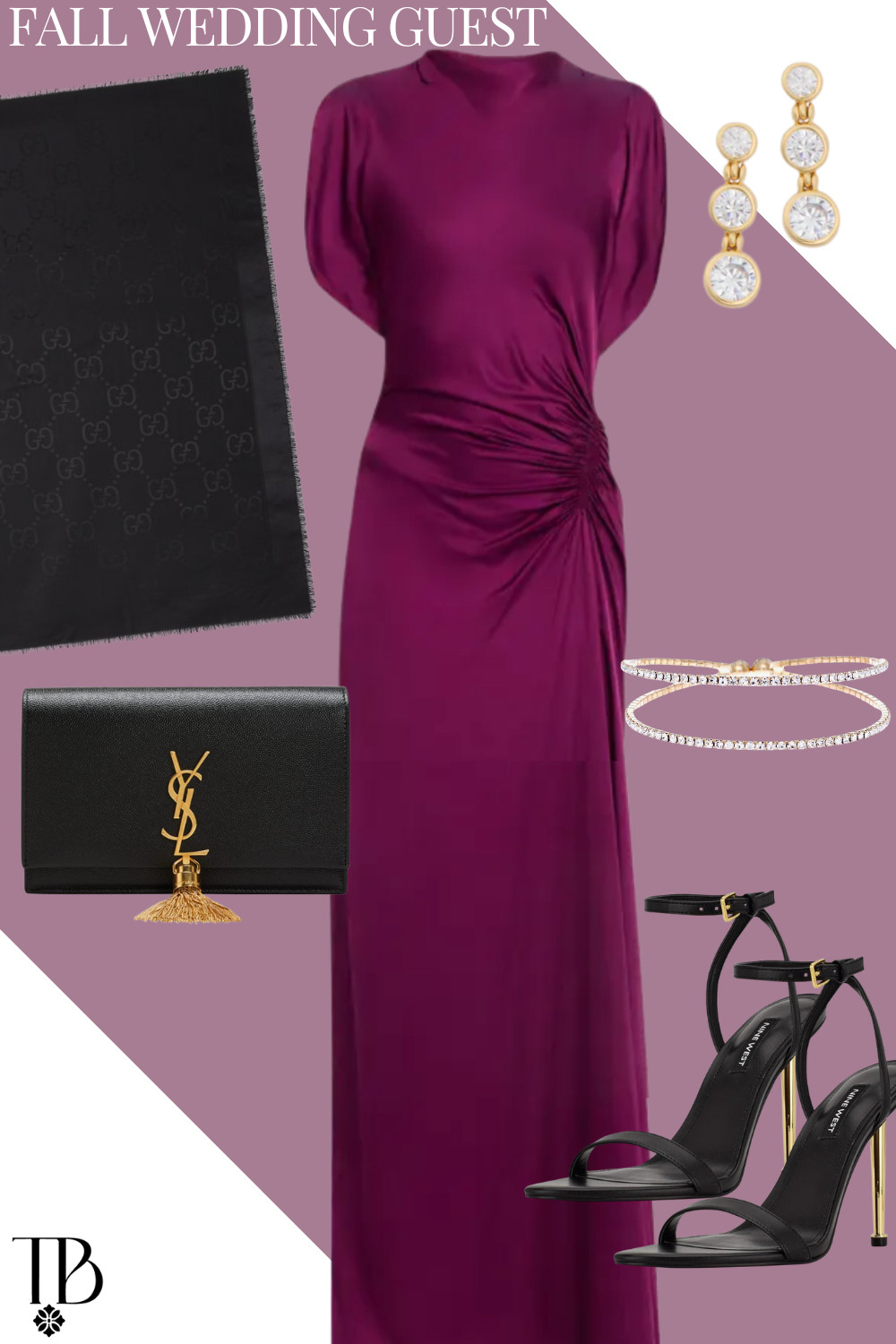 Headed to a black-tie wedding this season? This stunning deep plum gown is the perfect mix of elegance and drama — ideal for fall celebrations. Paired with classic black heels, gold statement jewelry, and a timeless clutch, this look is sophisticated, polished, and guaranteed to turn heads. 

 #BlackTieReady #FallWeddingGuest #LTKWedding #EveningStyle #OOTN #FormalWear 

 #LTKSeasonal #LTKParties #LTKWedding
