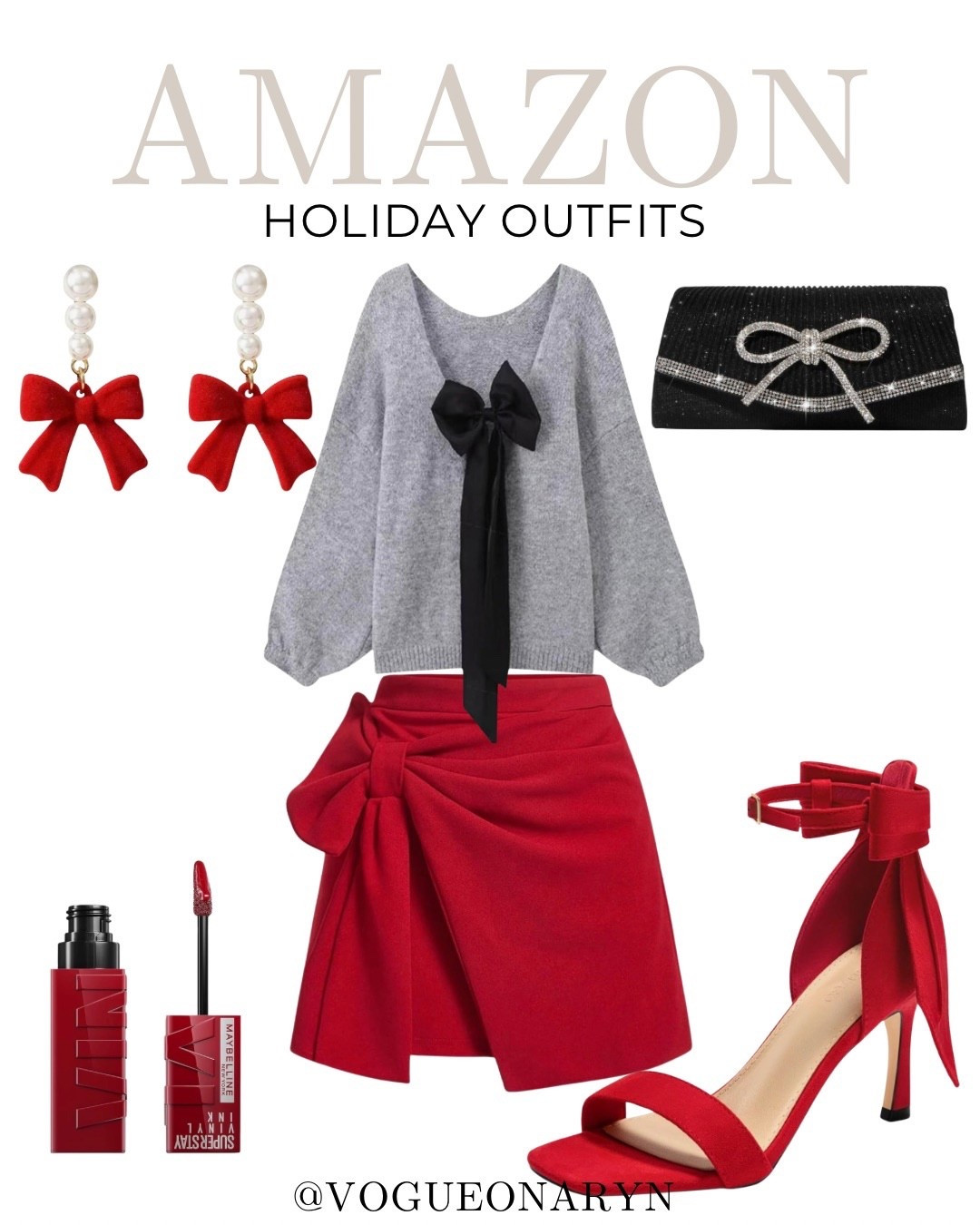 Amazon holiday outfits , amaozn holiday fashion , Christmas party outfits , red skirt , bow sweater 

#LTKSeasonal #LTKHoliday #LTKFindsUnder50