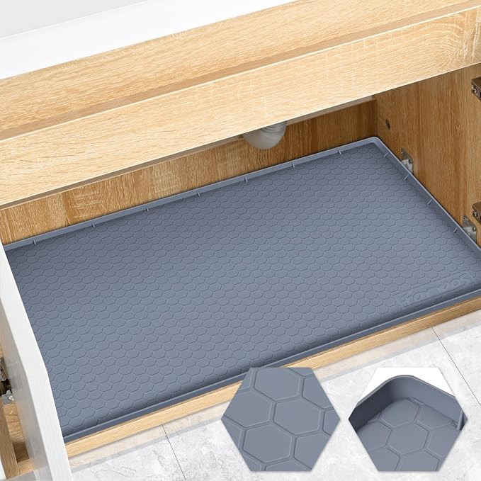 Waterproof Under Sink Mat 34" x 22", Silicone Cabinet Liner, Rubber Protector for Kitchen and Bat... | Amazon (US)
