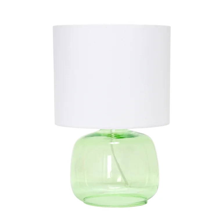 Simple Designs Glass Table Lamp with Fabric Shade, Green with White Shade | Walmart (US)