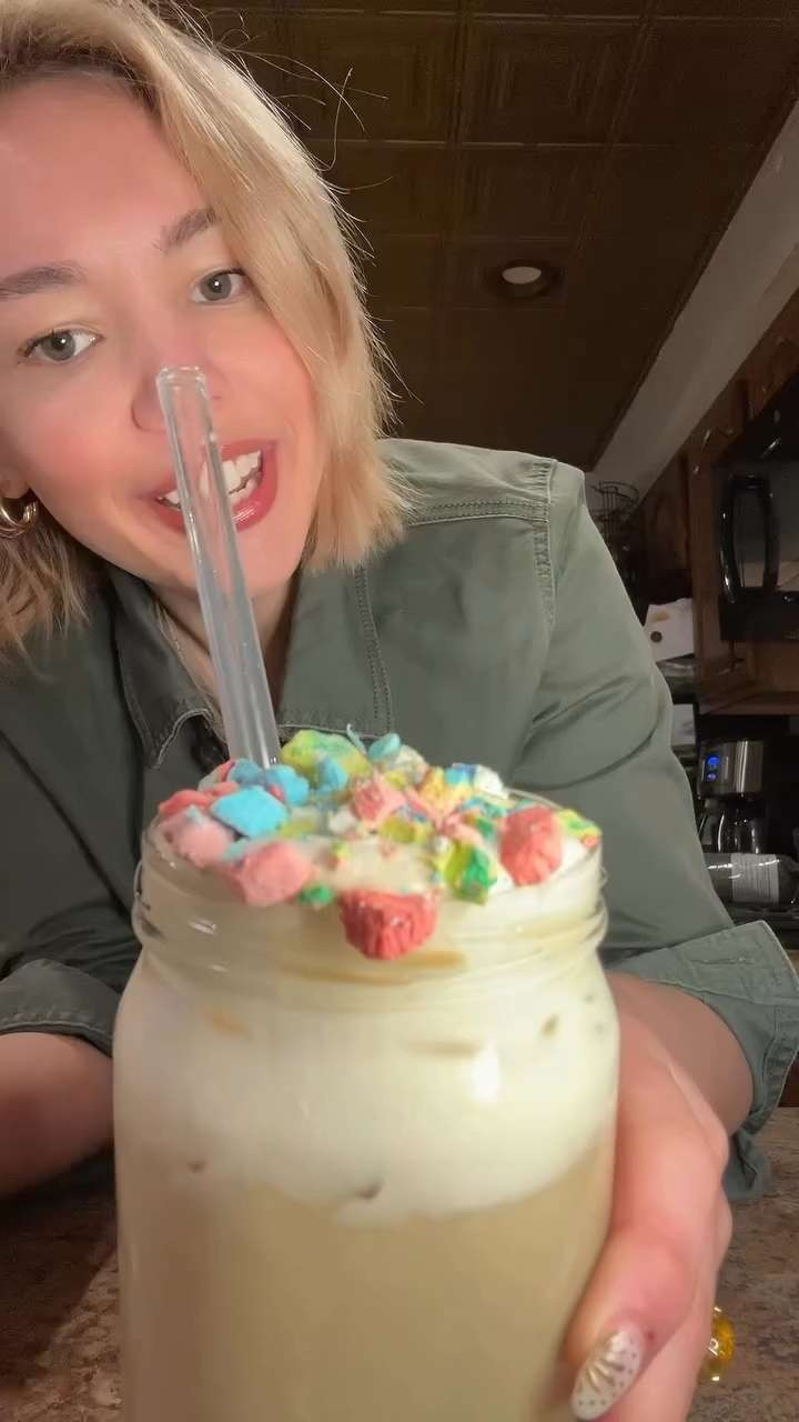 Lucky Charms latte! 🍀💗 Always a good idea! @nataliezacek 

 #LTKootd #LTKfoodie #LTKvlog