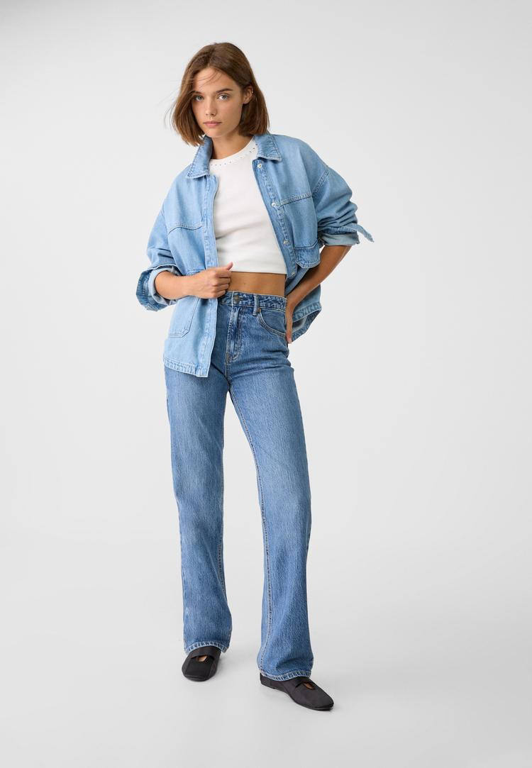 Mid-rise straight-fit jeans with a five-pocket design. Zip fly and metal top button fastening. Av... | Stradivarius (UK)