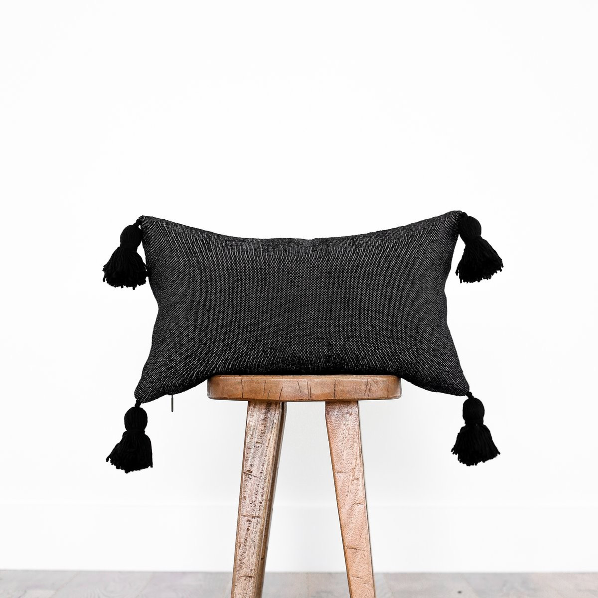 Noir - 12x20" Moroccan Lumbar Pillow Cover | Woven Nook