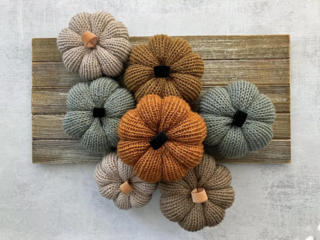 Handmade Knit Pumpkins / Fall Home Decor / Farmhouse Pumpkins / Fall Accents - Etsy | Etsy (US)