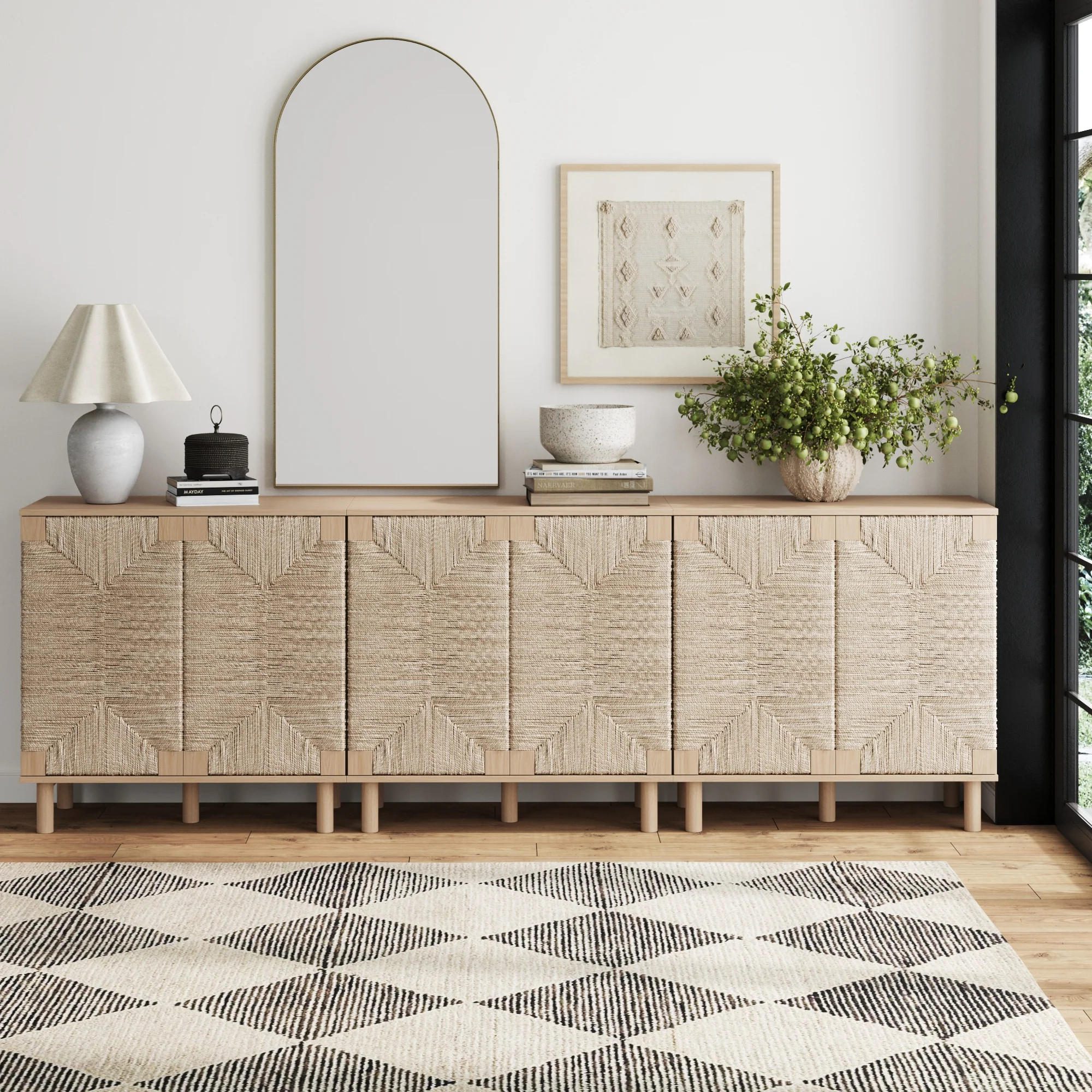 Seagrass Storage Cabinet Credenza Raw Oak (Set of 3) | Nathan James