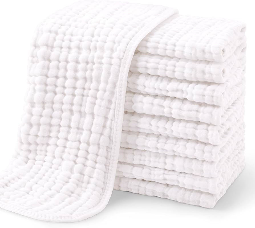Yoofoss Muslin Burp Cloths for Baby 10 Pack 100% Organic Cotton Baby Washcloths for Boys Girls La... | Amazon (US)