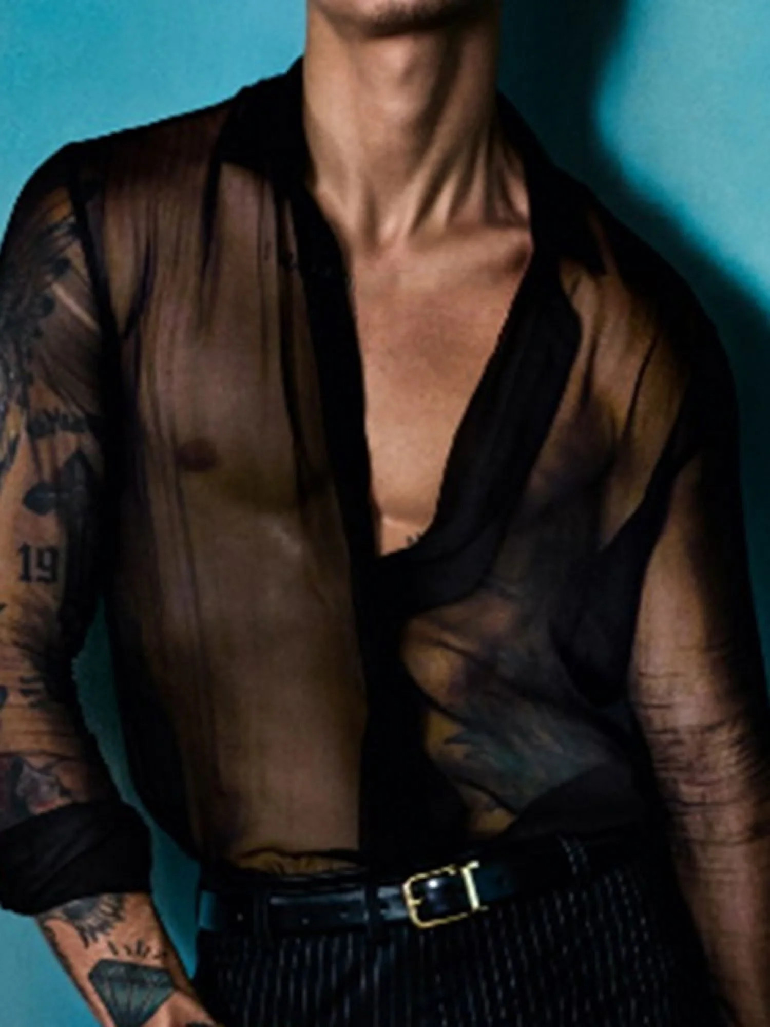 Men's Long Sleeve Nightclub Mesh Sheer Party Shirt - Walmart.com | Walmart (US)