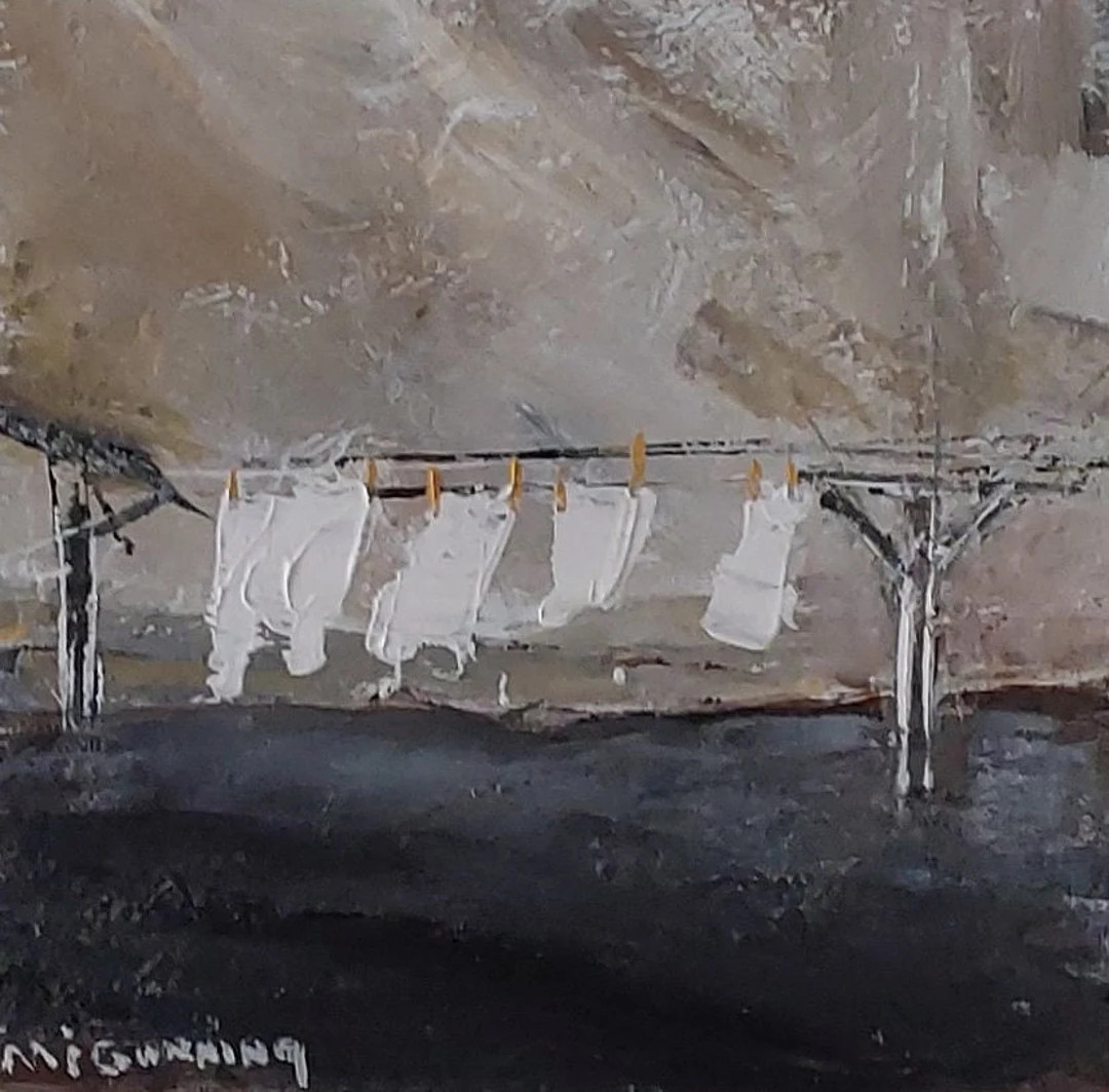 White Clothes Laundry Outside Painting Clothesline Original Framed, Ready to Ship Impressionism, ... | Etsy (US)