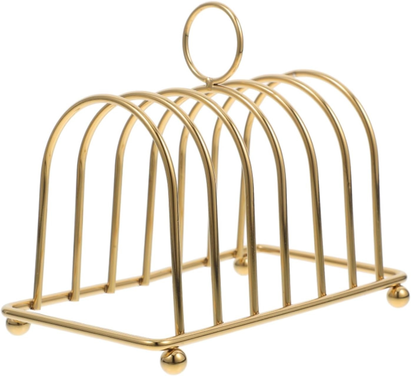 Metal Chrome 6 Slote Slices Toast Rack Toast Serving Dining Rack Stand Loaf Bread Holder, Toast Holder Rack, Bread Slice Stand, Toast Rack, Cooling Bread Rack for Kitchen, or Bakery (Gold) | Amazon (US)