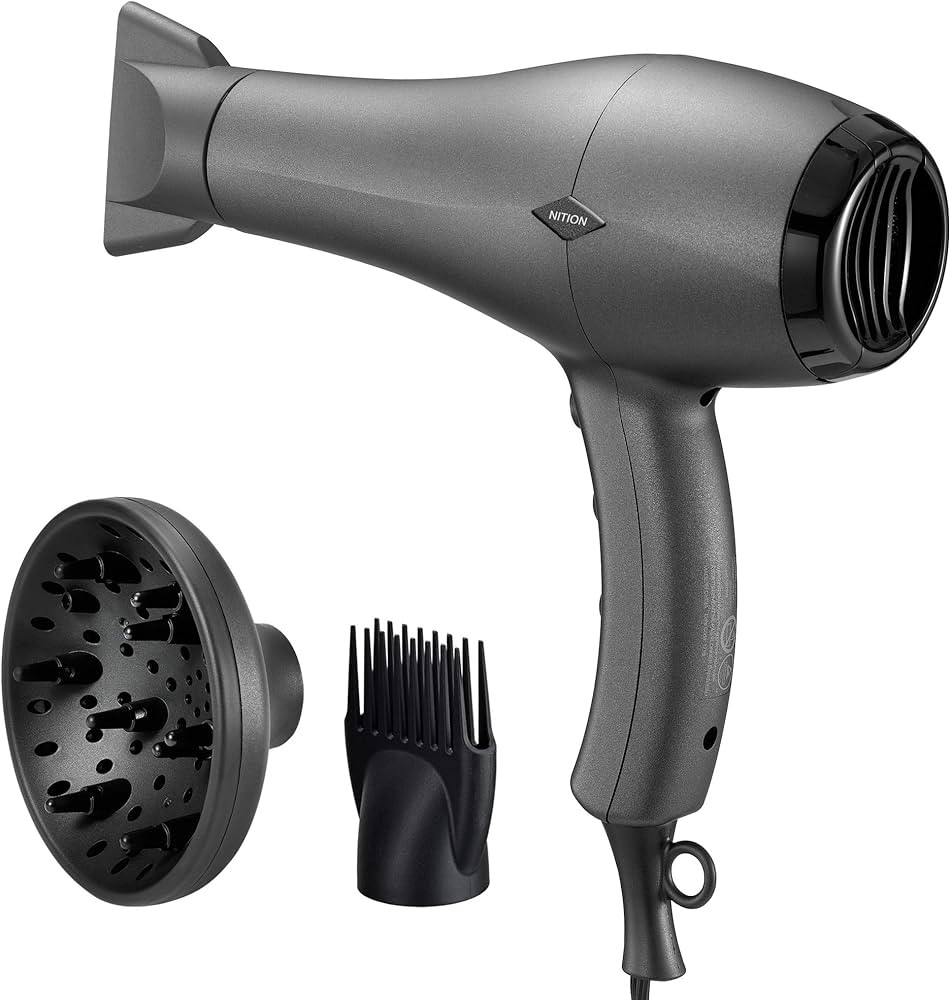 NITION Ceramic Hair Dryer with Diffuser,Comb & Nozzle Attachments,1875 Watt Negative Ions Ionic B... | Amazon (CA)