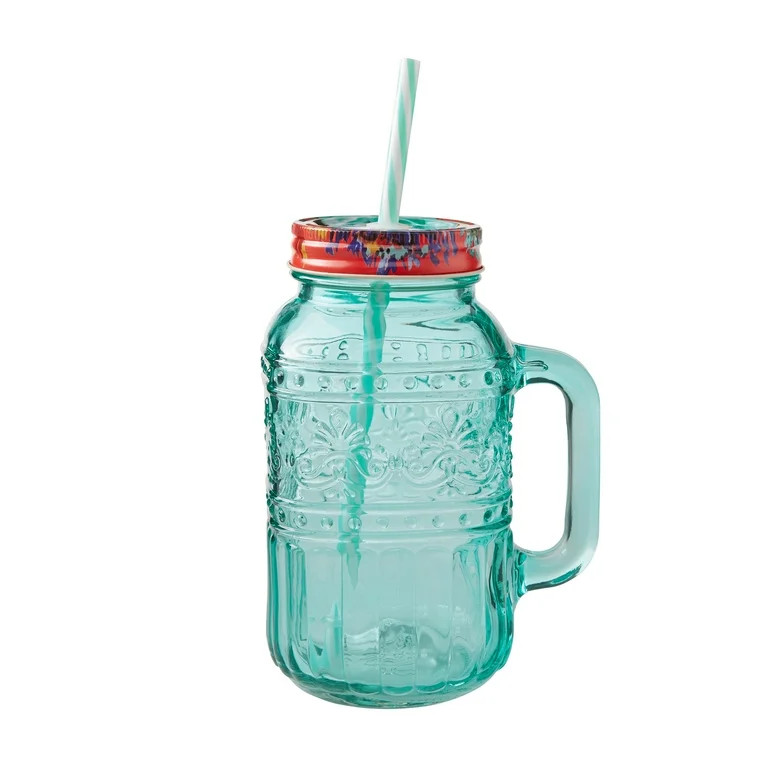 The Pioneer Woman Cassie 32-Fluid-Ounce Mason Jar Tumbler, Teal | Walmart (US)
