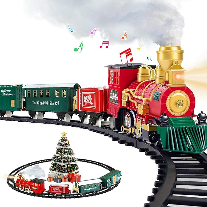 Gloween Train Set, Christmas Train Set for Under The Tree, Electric Train Toy with Steam, Light a... | Amazon (US)