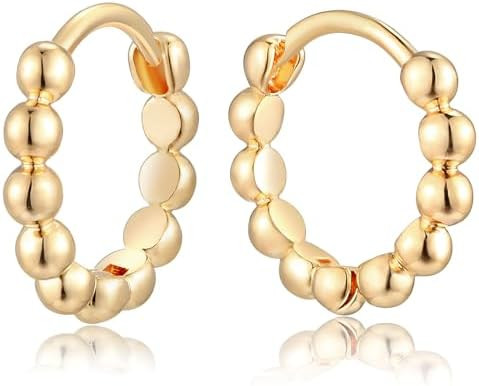 MEVECCO Gold Hoop Earrings for Women 18K Gold Plated Huggie Earrings for Everyday Jewelry | Amazon (US)