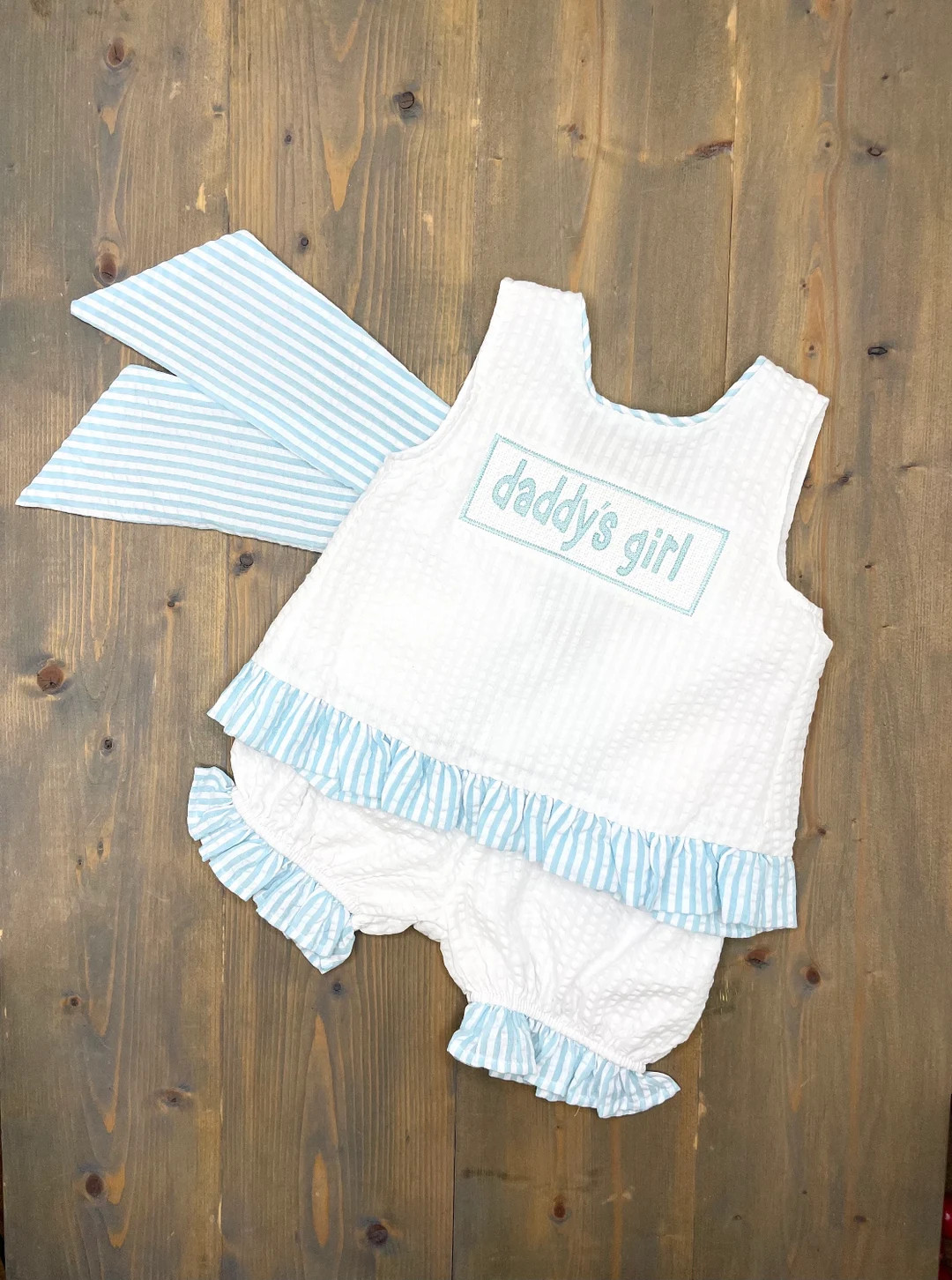 Daddy's Girl Outfit, Embroidered Father's Day Outfit, Seersucker Swing Back Set, I Love Dad, Todd... | Etsy (US)