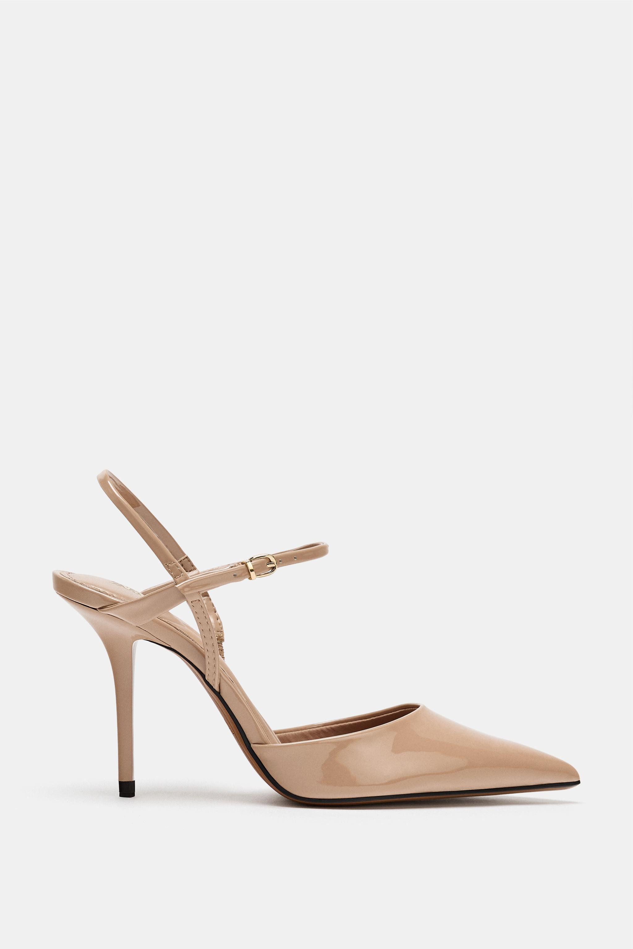 PATENT-EFFECT SLINGBACK HEELS | Zara UK