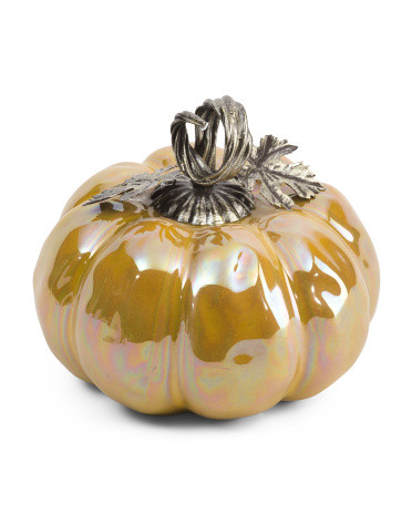 9in Ceramic Pumpkin With Metal Stem | Fall Decor | Marshalls | Marshalls