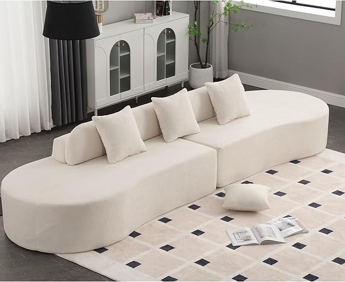 130.5'' Sectional Sofa Couch, Modern Cloud Sofa with 3 Pillows, Comfy 4 Seat Modular Sofa, Minima... | Amazon (US)