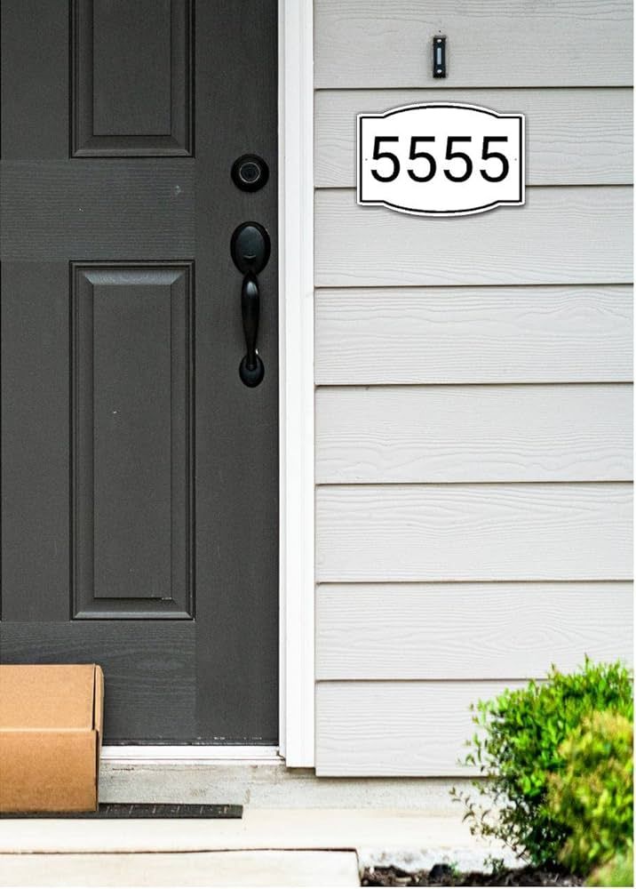 Amazon.com: Horizontal White and Black House Number, Address Plaque Sign for Mailbox, Customized ... | Amazon (US)