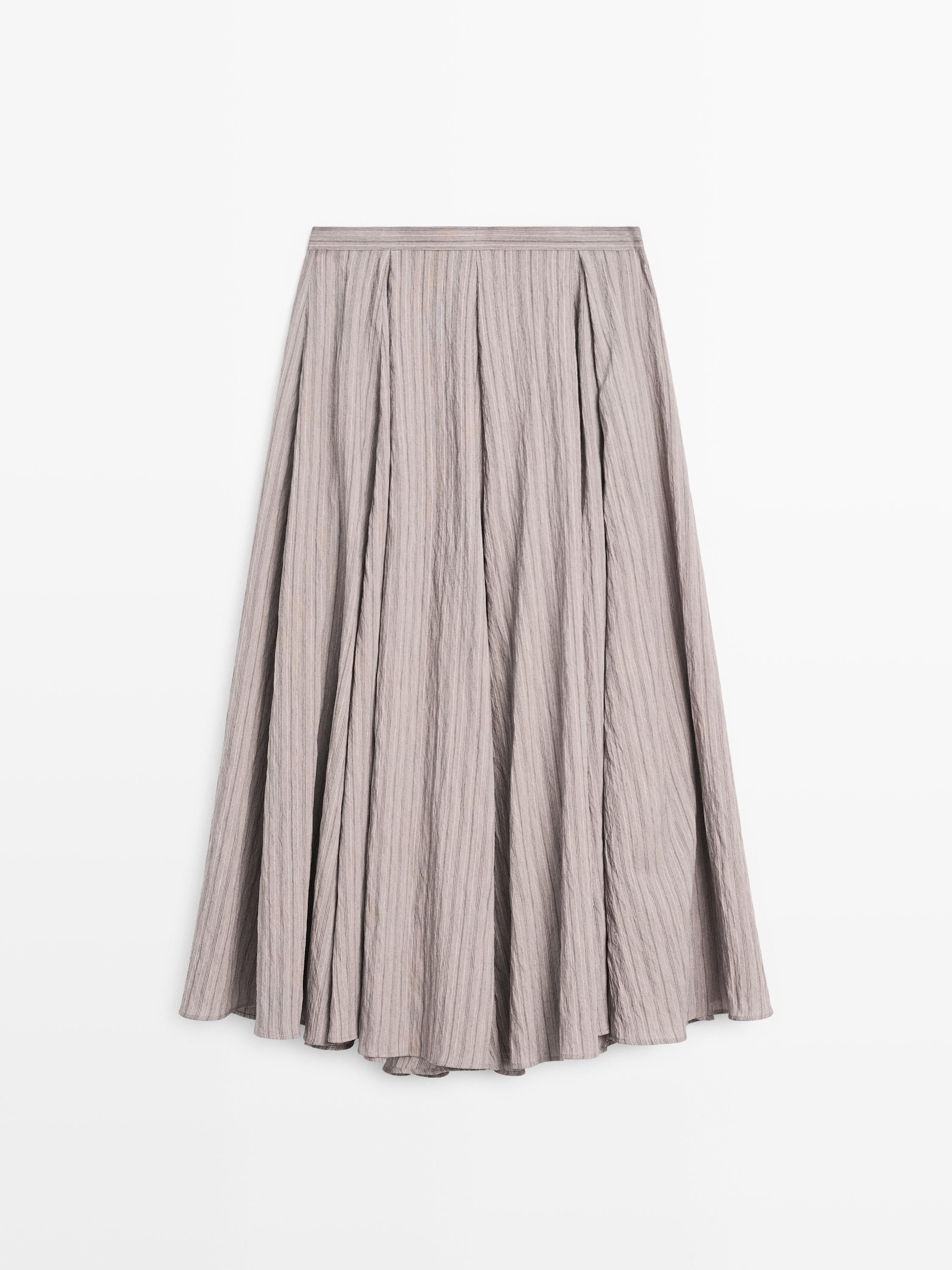 Striped flared midi skirt · Grey Marl · Sunglasses | Massimo Dutti | Massimo Dutti US