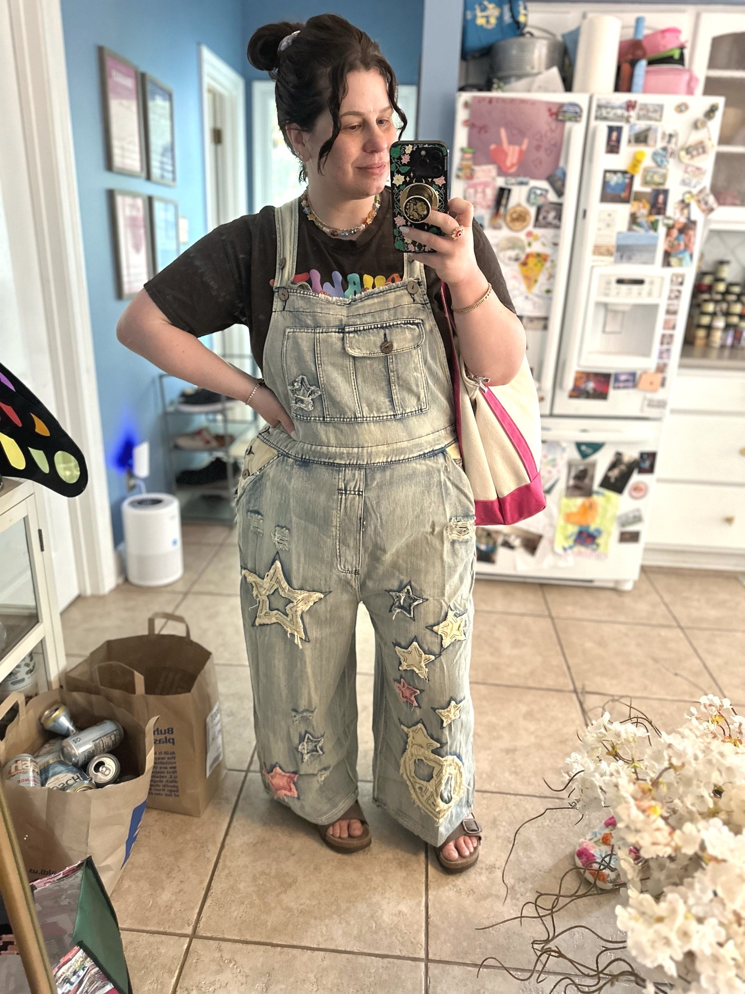 Ignore the recycling I need to drop off and the lack of makeup. LOL These overalls are SO COMFY and lightweight. Wearing them for the hottest summer day (maybe? It feels like it) in a large, love the adjustable waistband too.

#LTKmomlife #LTKdayinmylife #LTKMidsize