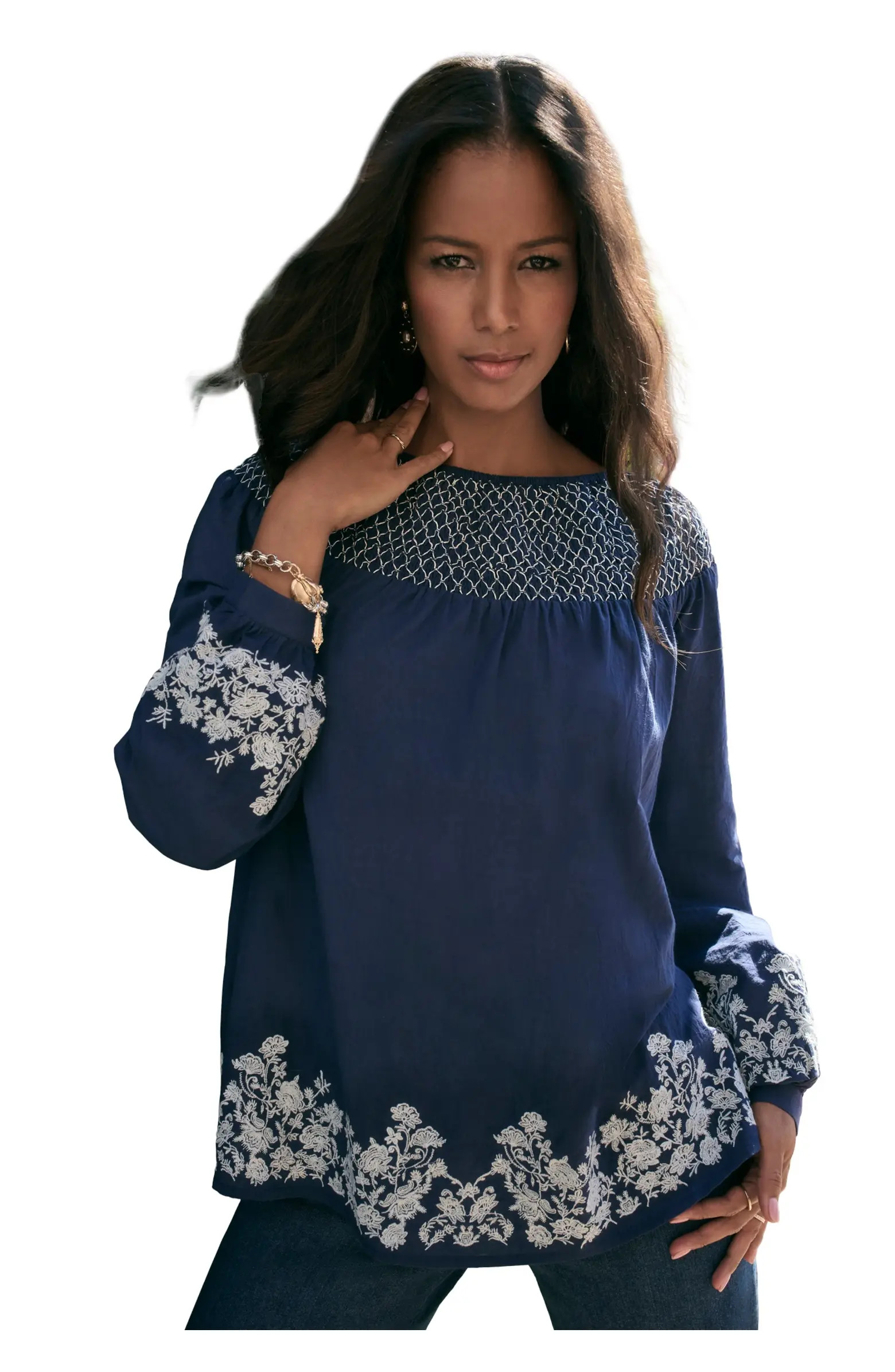 Embroidered Smocked Blouse | Nordstrom