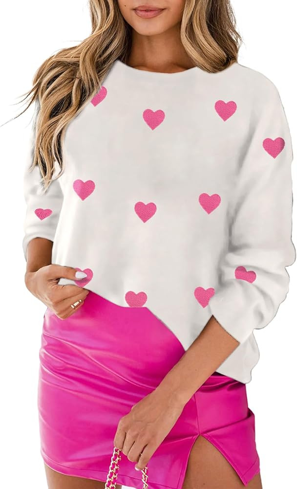 MARZXIN Women 2025 Casual Holiday Sweaters Long Sleeve Round Neck Valentine Sweater Tops Merry Ch... | Amazon (US)