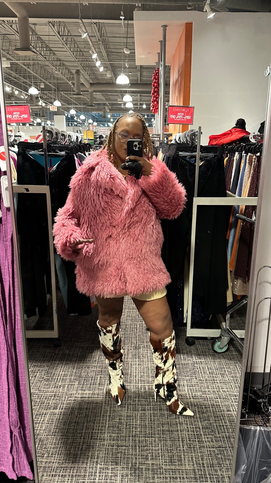 A fun pink faux fur 

#LTKOver40 #LTKMidsize #LTKSeasonal