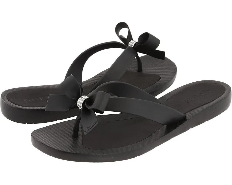 Guess Tutu Bow Flip Flop Women's US 6 Black Rhinestone Slip On Sandals ZPO2254 | Shop Simon