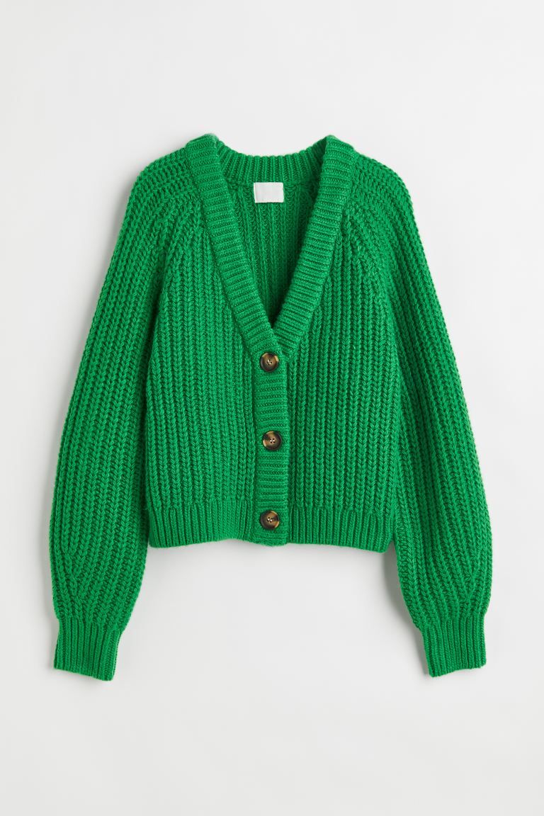 V-neck Cardigan - Green - Ladies | H&M US | H&M (US + CA)