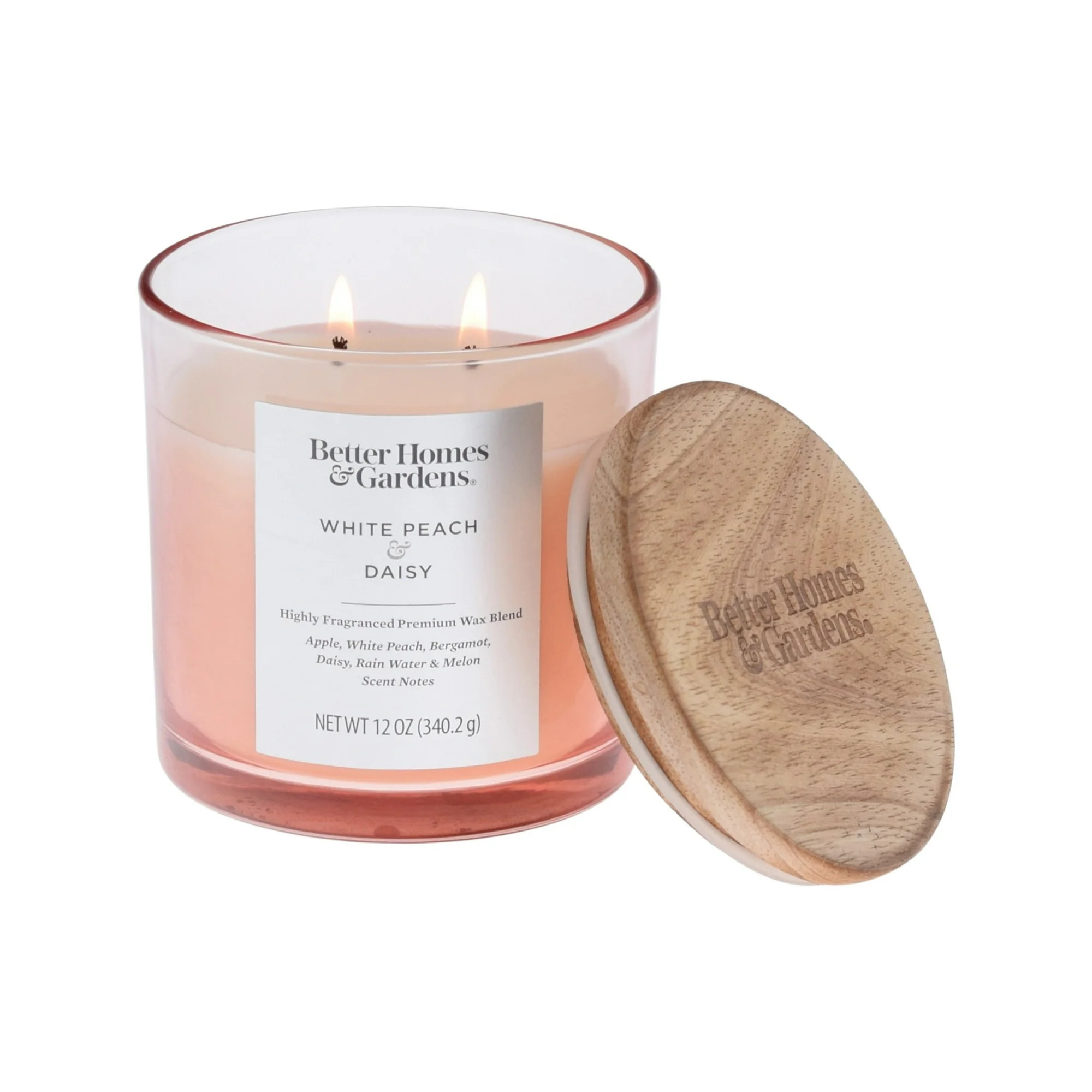 Better Homes & Gardens White Peach and Daisy Scented 2-Wick Ombre Jar Candle 12oz | Walmart (US)