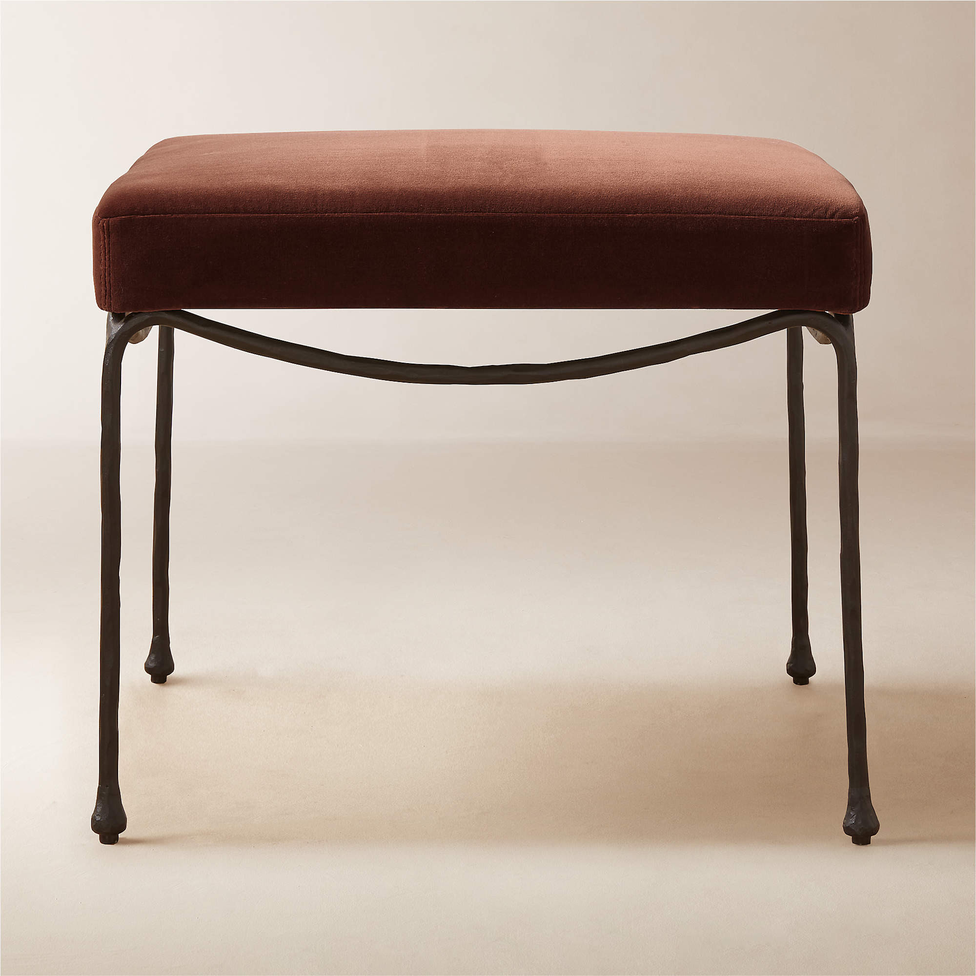 Journey Terracotta Red Velvet Stool + Reviews | CB2 | CB2