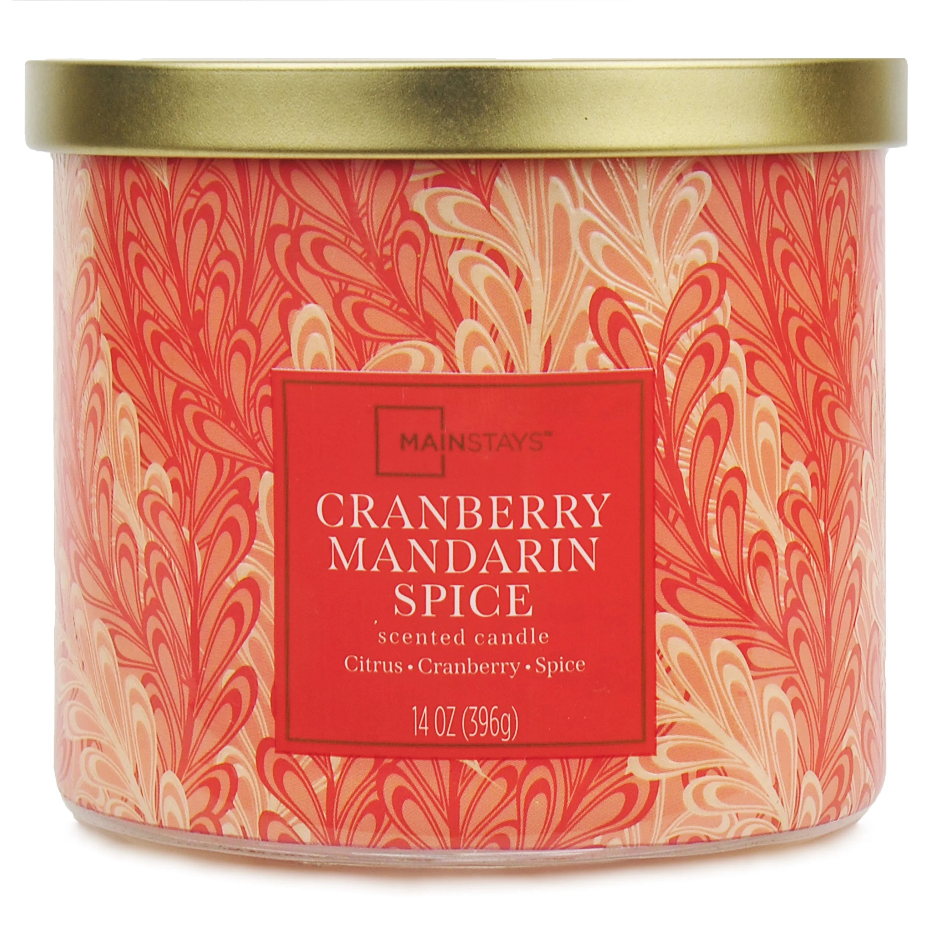 Mainstays Textured Wrap 3 Wick Cranberry Mandarin Spice Candle, 14 Ounce | Walmart (US)