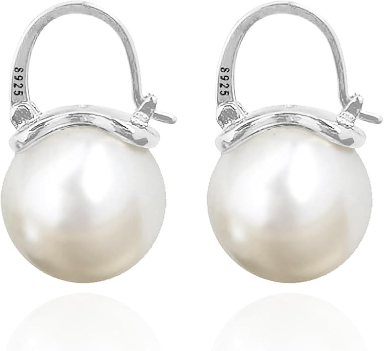 OwMell Elegant 925 Sterling Silver Pearl Drop Earrings Dangle Stud Gold Plated Earrings for Women... | Amazon (US)