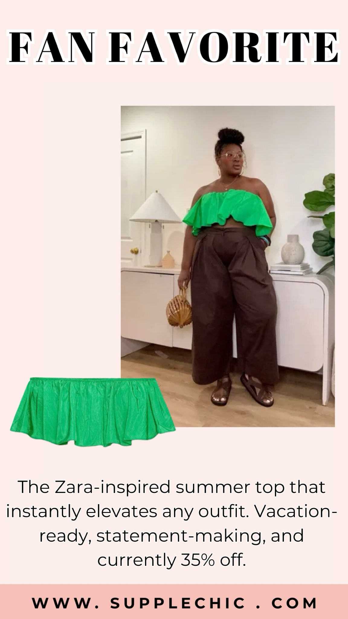 Sometimes all it takes is one piece. I saw this ruffled bandeau top and immediately knew it had that expensive Zara look. The best part? The top is currently 35% off, making it one of those affordable fashion finds that looks way more expensive than it is. If you're searching for Zara inspired outfits, summer vacation outfits, plus size summer fashion, resort wear, statement tops, and wide leg pant outfits, this one deserves a spot in your cart. #LTKStyle
#LTKSeasonal
#SummerOutfit
#ZaraInspired
#VacationStyle
#PlusSizeFashion
#ResortWear
#WideLegPants
#AffordableFashion
#FashionFinds

#LTKMidsize #LTKSeasonal #LTKootd