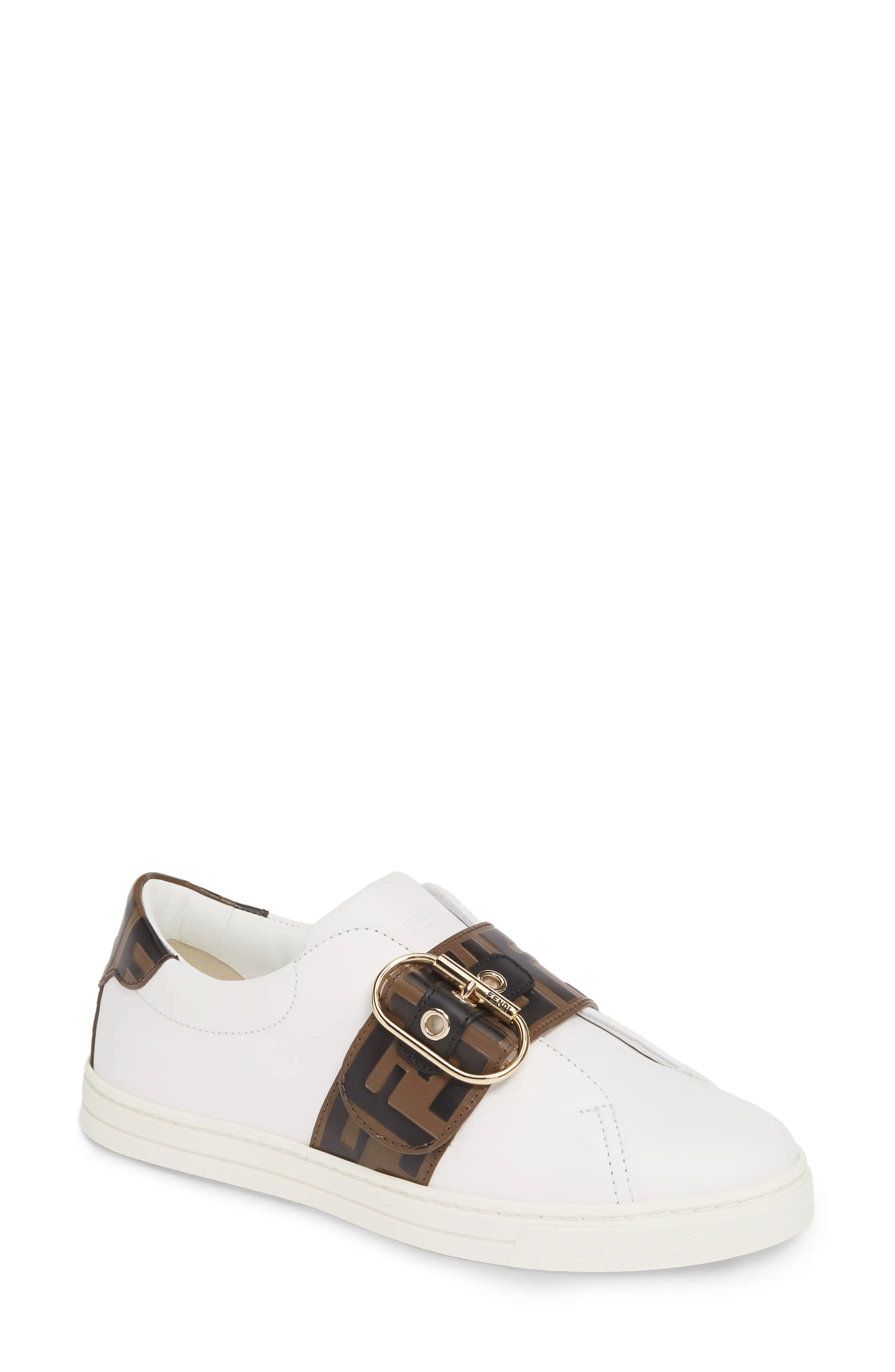 Fendi Pearland Logo Slip-On Sneaker in White/Black at Nordstrom, Size 6.5Us | Nordstrom