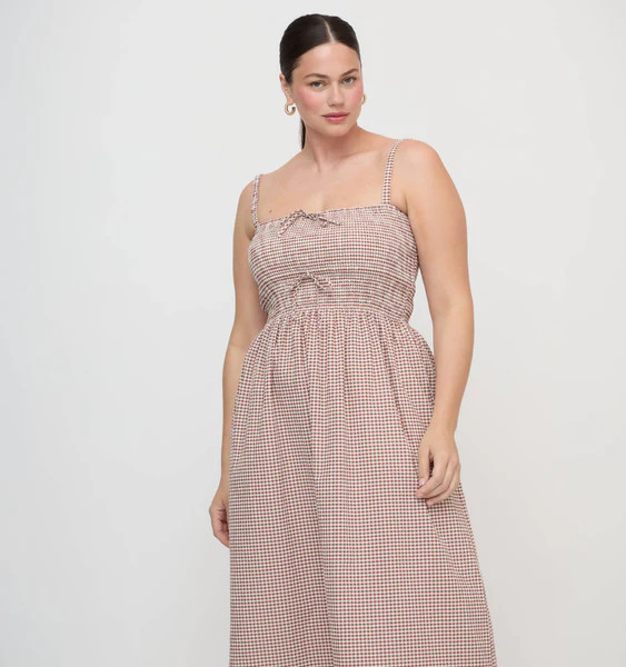 The Larissa Nap Dress - Cognac Gingham | Hill House Home US